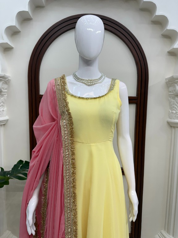 TEXTILEDEAL D.NO 6062 WHOLESALE READYMADE FOUX GEORGETTE MODERN STYLISH ANARKALI 3 PCS SUITS EXPORTER