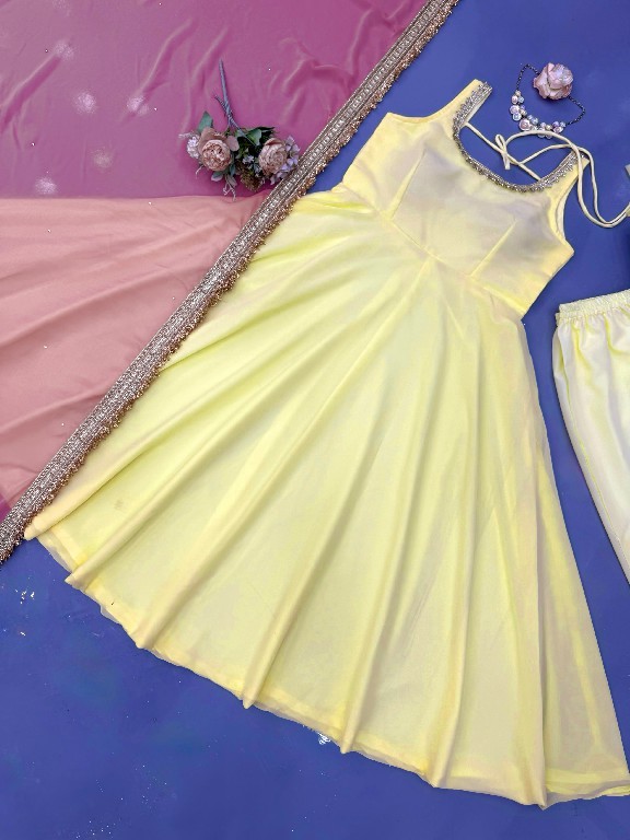 TEXTILEDEAL D.NO 6062 WHOLESALE READYMADE FOUX GEORGETTE MODERN STYLISH ANARKALI 3 PCS SUITS EXPORTER