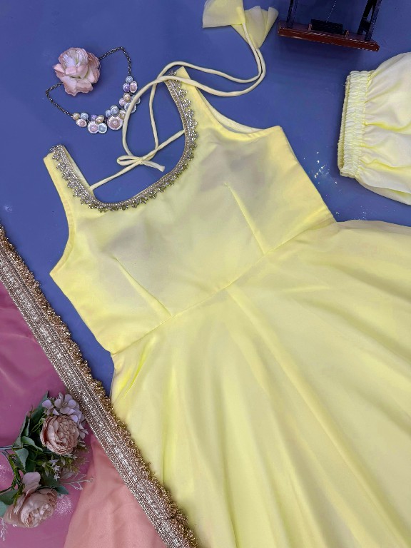 TEXTILEDEAL D.NO 6062 WHOLESALE READYMADE FOUX GEORGETTE MODERN STYLISH ANARKALI 3 PCS SUITS EXPORTER