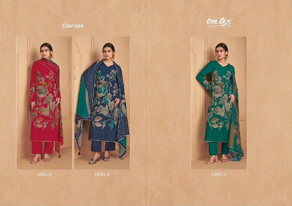 OMTEX CLARISSA WHOLESALE RADIANT SILK DIGITAL PRINT WITH HAND WORK UNSTITCH SALWAR SUITS SUPPLIER