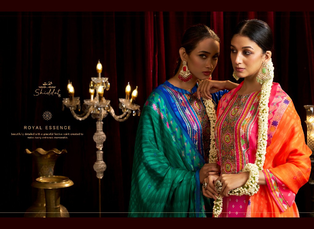SHIDDAT BELL ROSE 301 WHOLESALE VISCOSE ORGANZA FESTIVE LOOK UNSTITCH SALWAR SUITS FOR EXPORT