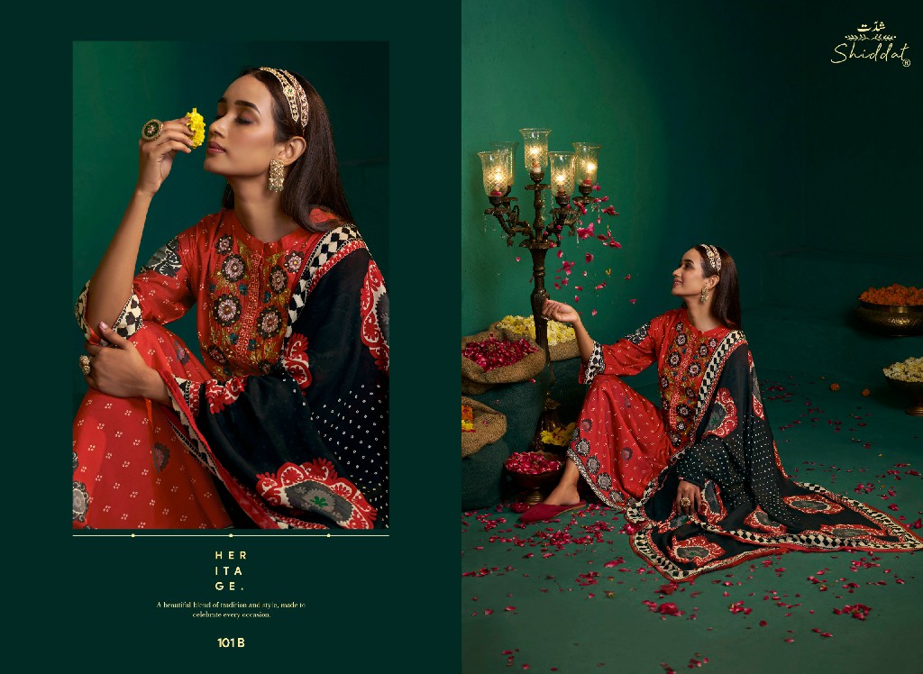 SHIDDAT ENZO 101 WHOLESALE VISCOSE MUSLIN WITH WORK UNSTITCH SALWAR SUITS EXPORTER