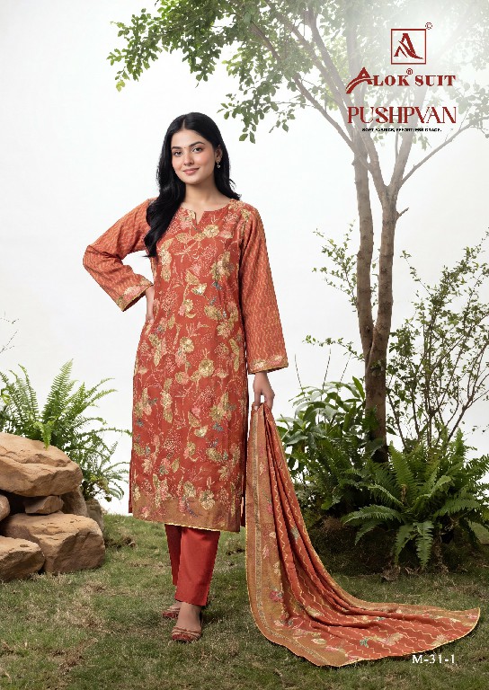 ALOK SUIT PUSHPVAN WHOLESALE PURE MUDAAL WITH ELEGANT HAND WORK UNSTITCH SALWAR SUITS FOR EXPORT