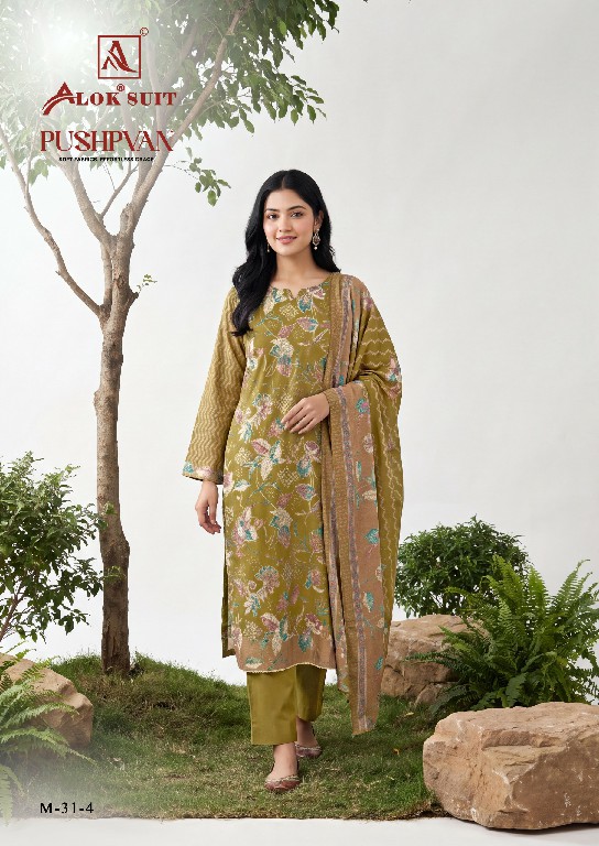 ALOK SUIT PUSHPVAN WHOLESALE PURE MUDAAL WITH ELEGANT HAND WORK UNSTITCH SALWAR SUITS FOR EXPORT