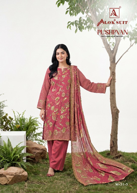 ALOK SUIT PUSHPVAN WHOLESALE PURE MUDAAL WITH ELEGANT HAND WORK UNSTITCH SALWAR SUITS FOR EXPORT