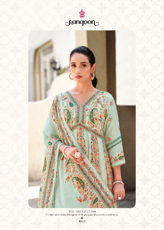 RANGOON RANG MAHAL WHOLESALE READYMADE PURE MUSLIN ANARKALI STYLE FESTIVE LOOK 3 PCS SUITS EXPORTER