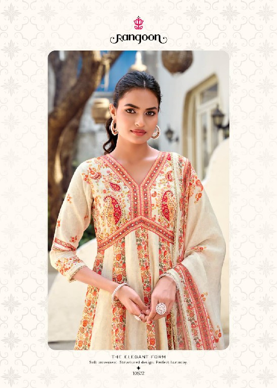 RANGOON RANG MAHAL WHOLESALE READYMADE PURE MUSLIN ANARKALI STYLE FESTIVE LOOK 3 PCS SUITS EXPORTER