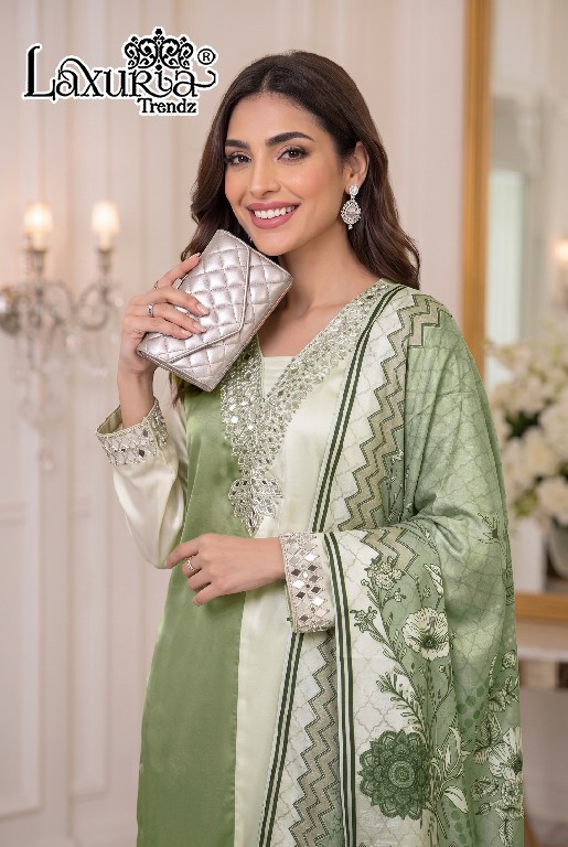 LAXURIA TRENDZ D.NO 1686 WHOLESALE READYMADE SATIN DESIGNER WEAR 3 PCS SUITS FOR WOMEN ONLINE