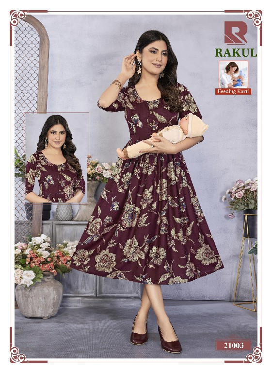 RAASHI RAKUL WHOLESALE READYMADE  VERTICAN SILK ELEGANT FEEDING KURTIS FOR WOMEN ONLINE