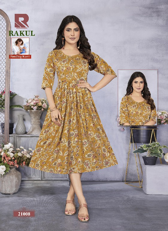 RAASHI RAKUL WHOLESALE READYMADE  VERTICAN SILK ELEGANT FEEDING KURTIS FOR WOMEN ONLINE