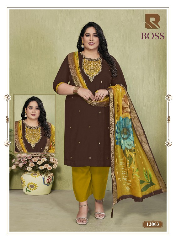 RAASHI BOSS WHOLESALE READYMADE ROMAN SILK AMAZING BIG SIZE 3 PCS SUITS SUPPLIER