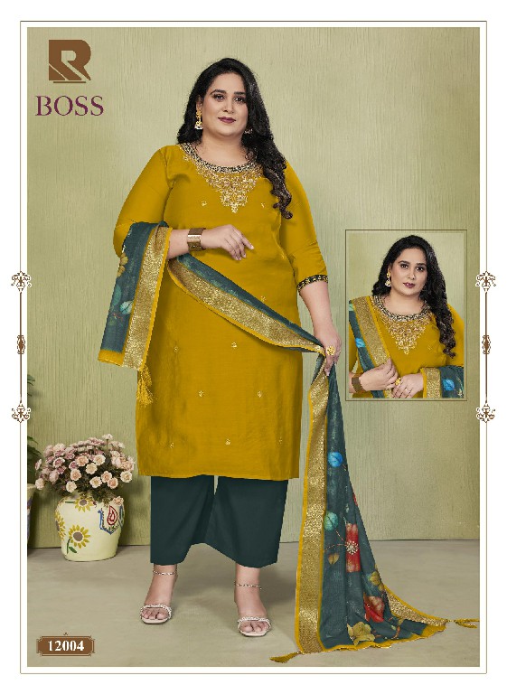RAASHI BOSS WHOLESALE READYMADE ROMAN SILK AMAZING BIG SIZE 3 PCS SUITS SUPPLIER