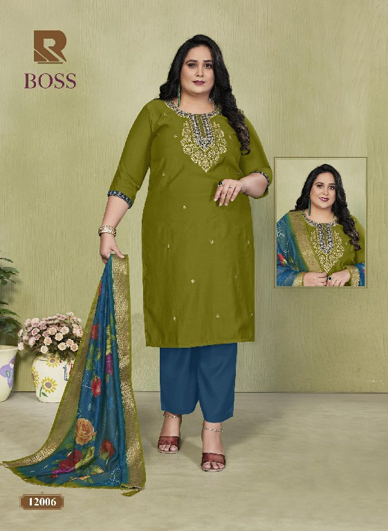 RAASHI BOSS WHOLESALE READYMADE ROMAN SILK AMAZING BIG SIZE 3 PCS SUITS SUPPLIER