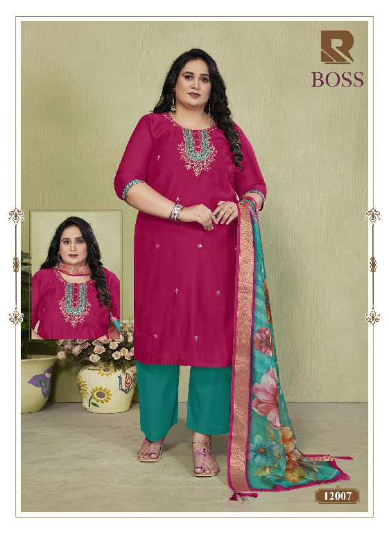 RAASHI BOSS WHOLESALE READYMADE ROMAN SILK AMAZING BIG SIZE 3 PCS SUITS SUPPLIER