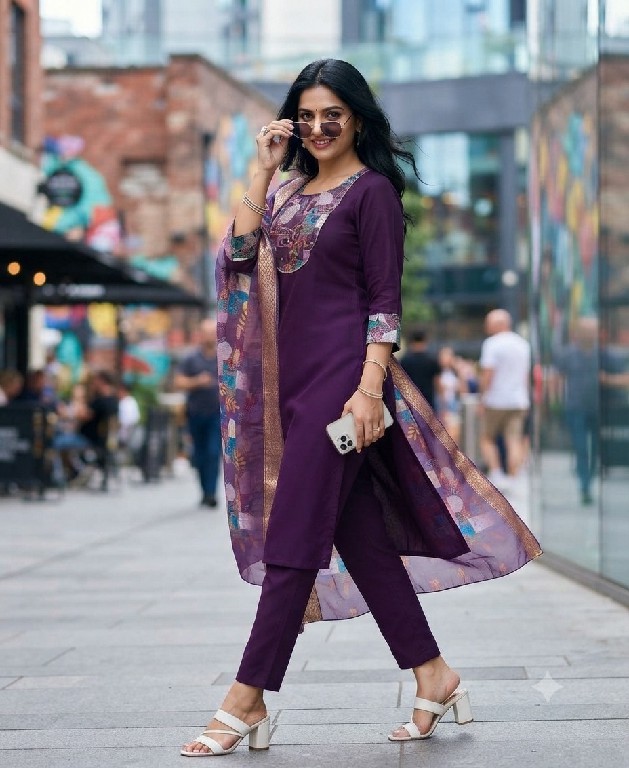 TEXTILEDEAL KASTUR FEEL WHOLESALE READYMADE VERTICAN SILK FANCY HAND WORK 3 PCS SUITS EXPORTER