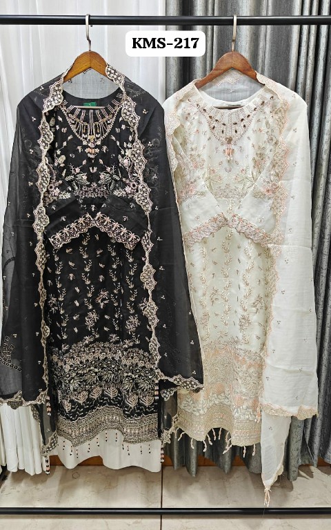 TEXTILEDEAL D.NO KMS-217 WHOLESALE COTTON SILK WITH WORK BEAUTIFUL PAKISTANI 3 PCS SUITS FOR EXPORT