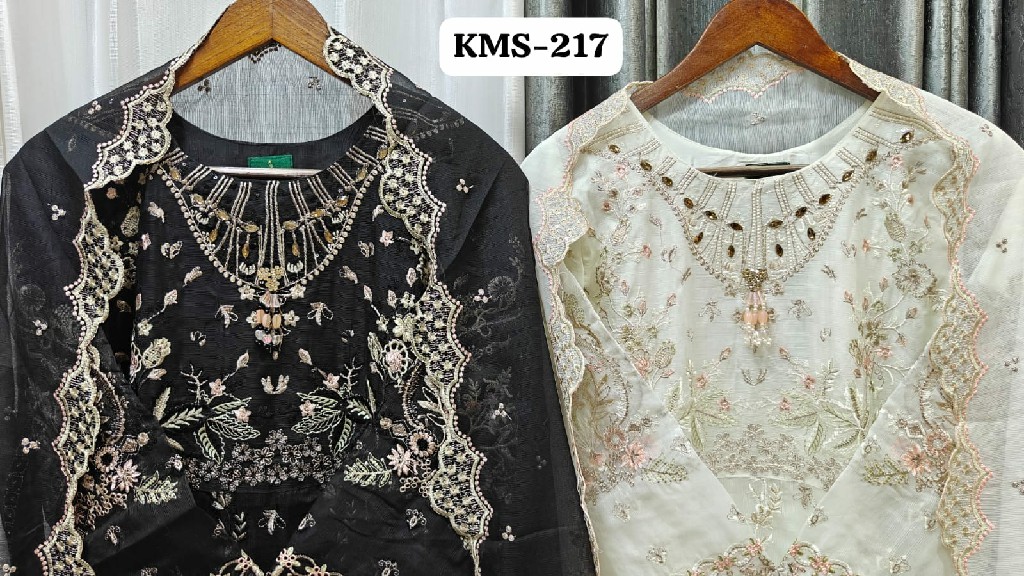 TEXTILEDEAL D.NO KMS-217 WHOLESALE COTTON SILK WITH WORK BEAUTIFUL PAKISTANI 3 PCS SUITS FOR EXPORT