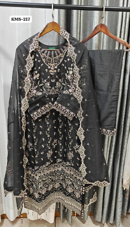 TEXTILEDEAL D.NO KMS-217 WHOLESALE COTTON SILK WITH WORK BEAUTIFUL PAKISTANI 3 PCS SUITS FOR EXPORT