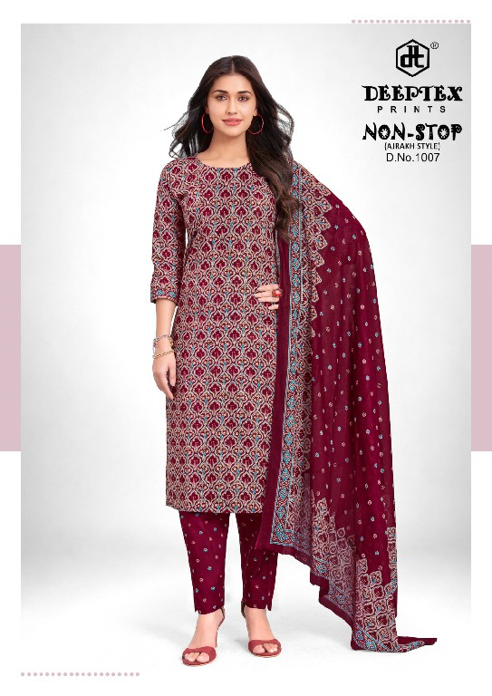 DEEPTEX NON STOP VOL 1 WHOLESALE COTTON AJRAKH STYLE PRINTED DRESS MATERIAL ONLINE