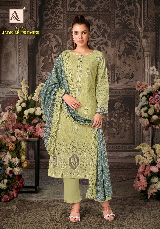 ALOK SUIT JADE LE PREMIER WHOLESALE PURE CAMBRIC WITH FANCY WORK UNSTITCH SALWAR SUITS EXPORTER