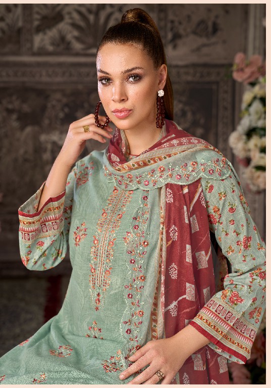 ALOK SUIT JADE LE PREMIER WHOLESALE PURE CAMBRIC WITH FANCY WORK UNSTITCH SALWAR SUITS EXPORTER