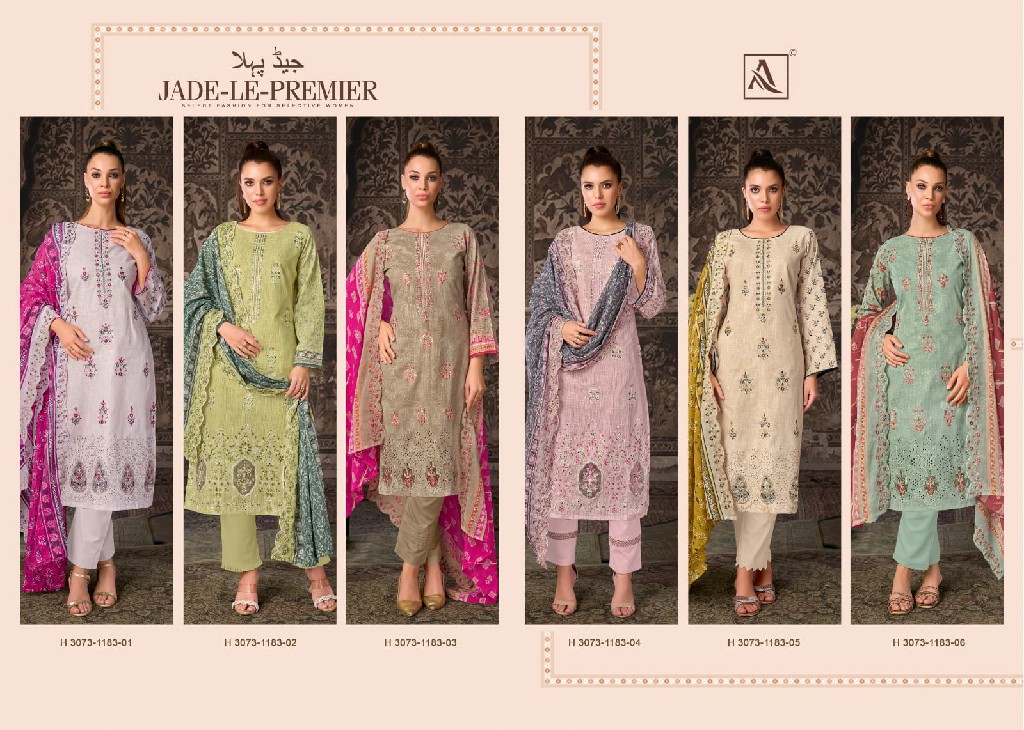 ALOK SUIT JADE LE PREMIER WHOLESALE PURE CAMBRIC WITH FANCY WORK UNSTITCH SALWAR SUITS EXPORTER
