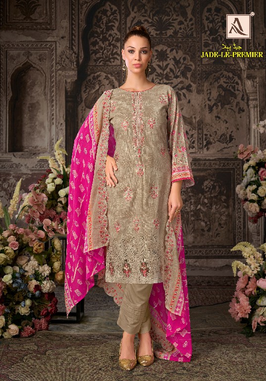 ALOK SUIT JADE LE PREMIER WHOLESALE PURE CAMBRIC WITH FANCY WORK UNSTITCH SALWAR SUITS EXPORTER