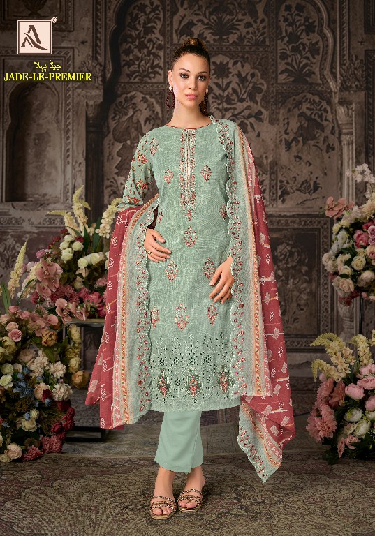 ALOK SUIT JADE LE PREMIER WHOLESALE PURE CAMBRIC WITH FANCY WORK UNSTITCH SALWAR SUITS EXPORTER