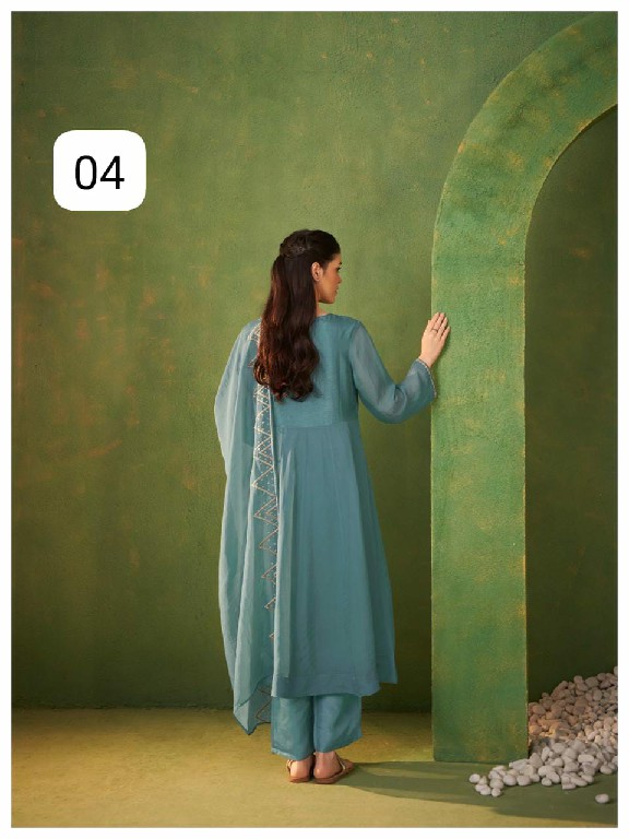 TEXTILEDEAL D.NO E1 TO E4 WHOLESALE READYMADE PURE ORGANZA FESTIVE WEAR 3 PCS SUITS FOR EXPORT