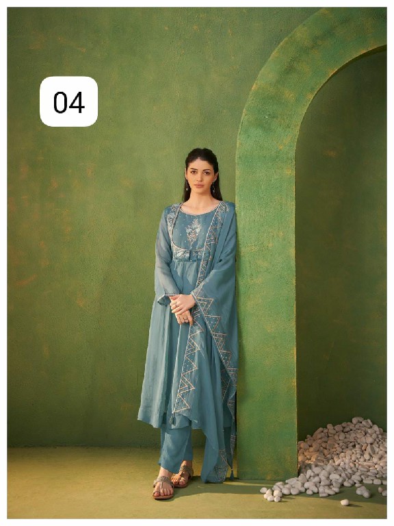 TEXTILEDEAL D.NO E1 TO E4 WHOLESALE READYMADE PURE ORGANZA FESTIVE WEAR 3 PCS SUITS FOR EXPORT