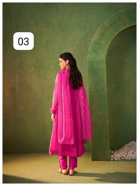 TEXTILEDEAL D.NO E1 TO E4 WHOLESALE READYMADE PURE ORGANZA FESTIVE WEAR 3 PCS SUITS FOR EXPORT