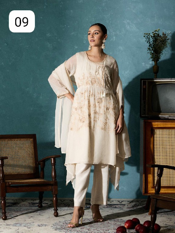 TEXTILEDEAL D.NO E8 TO E10 WHOLESALE READYMADE PURE ORGANZA MODERN STYLISH 3 PCS SUITS EXPORTER