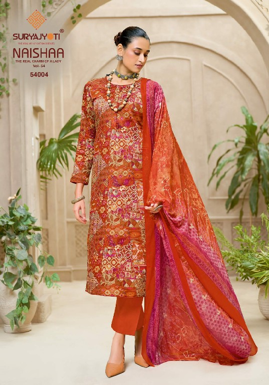 SURYAJYOTI NAISHAA VOL 54 WHOLESALE JAAM SATIN PRINTED CLASSIC UNSTITCH SALWAR SUITS FOR EXPORT