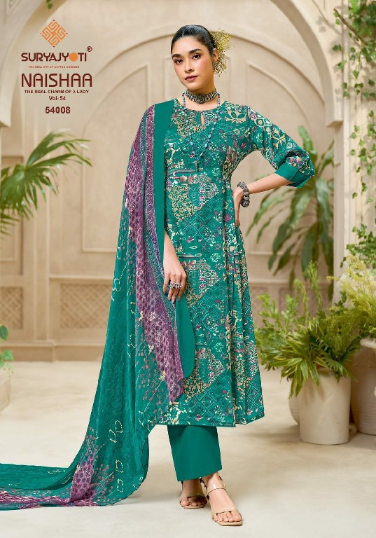 SURYAJYOTI NAISHAA VOL 54 WHOLESALE JAAM SATIN PRINTED CLASSIC UNSTITCH SALWAR SUITS FOR EXPORT