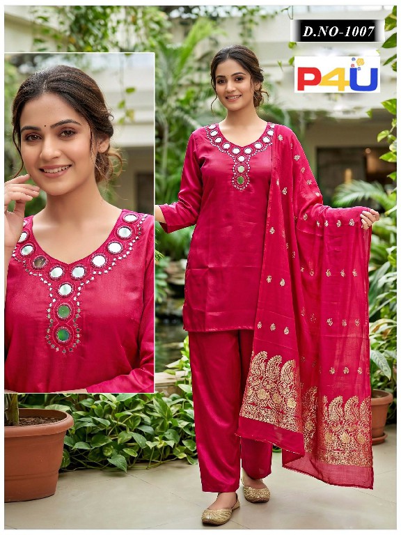 P4U D.NO 1001 TO 1008 WHOLESALE READYMADE ROMAN GLASS MANUAL WORK 3 PCS COMBO SET SUITS EXPORTER