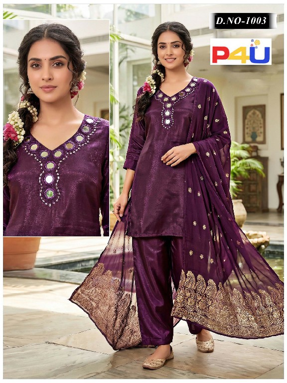 P4U D.NO 1001 TO 1008 WHOLESALE READYMADE ROMAN GLASS MANUAL WORK 3 PCS COMBO SET SUITS EXPORTER