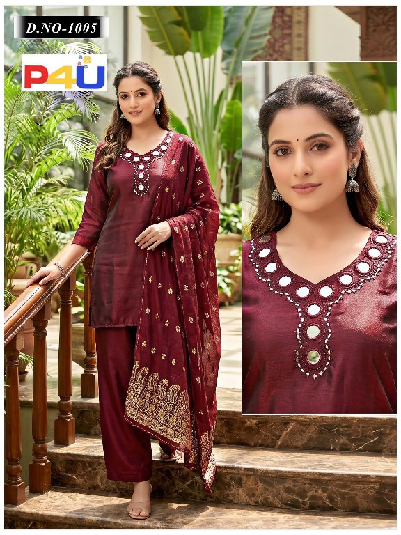 P4U D.NO 1001 TO 1008 WHOLESALE READYMADE ROMAN GLASS MANUAL WORK 3 PCS COMBO SET SUITS EXPORTER