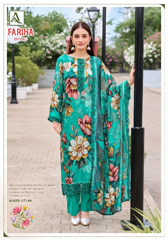 ALOK SUIT FARIHA VOL 7 WHOLESALE PREMIUM MUSLIN DESIGNER UNSTITCH SALWAR SUITS SUPPLIER