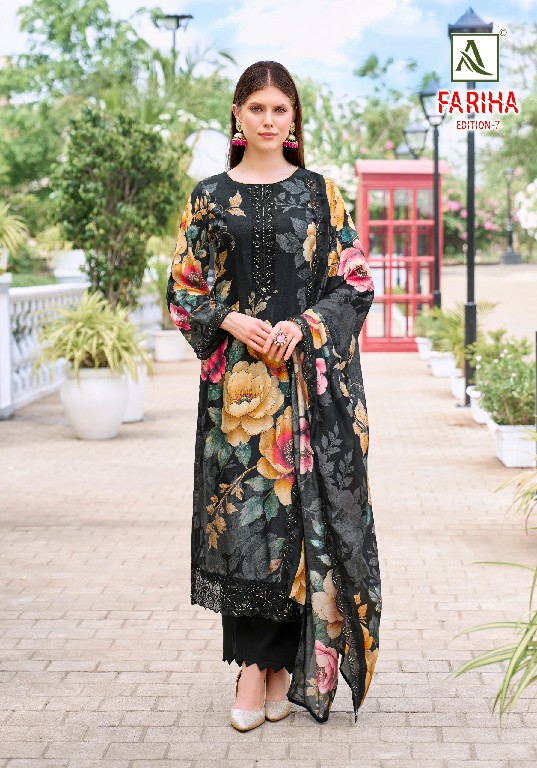 ALOK SUIT FARIHA VOL 7 WHOLESALE PREMIUM MUSLIN DESIGNER UNSTITCH SALWAR SUITS SUPPLIER