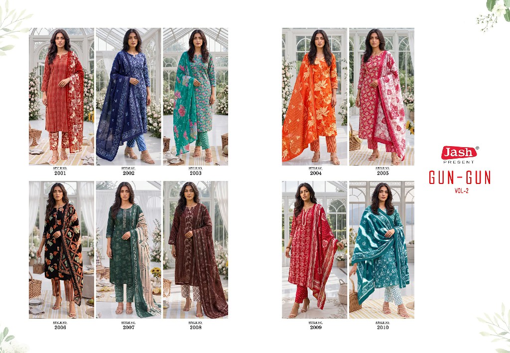JASH GUN GUN VOL 2 WHOLESALE COTTON REGULAR WEAR DRESS MATERIAL FOR EXPORT