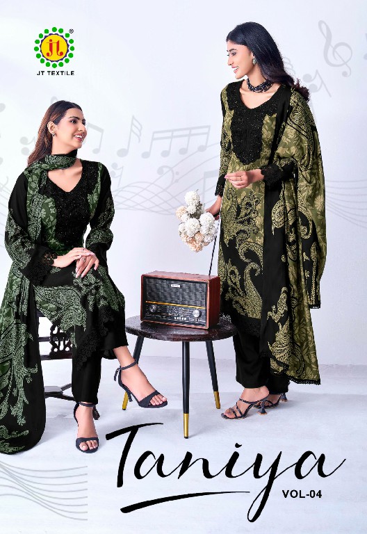JT TANIYA VOL 4 WHOLESALE RAYON WITH WORKFANCY DESIGN UNSTITCH SALWAR SUITS SUPPLIER