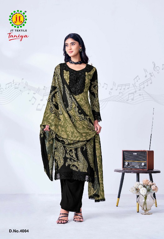 JT TANIYA VOL 4 WHOLESALE RAYON WITH WORKFANCY DESIGN UNSTITCH SALWAR SUITS SUPPLIER