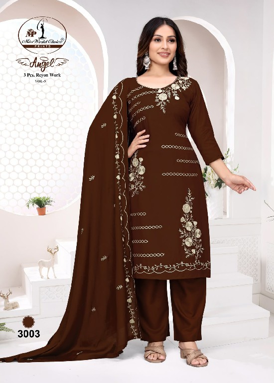 MISS WORLD CHOICE ANGEL VOL 3 WHOLESALE RAYON WITH WORK FANCY DRESS MATERIAL FOR EXPORT