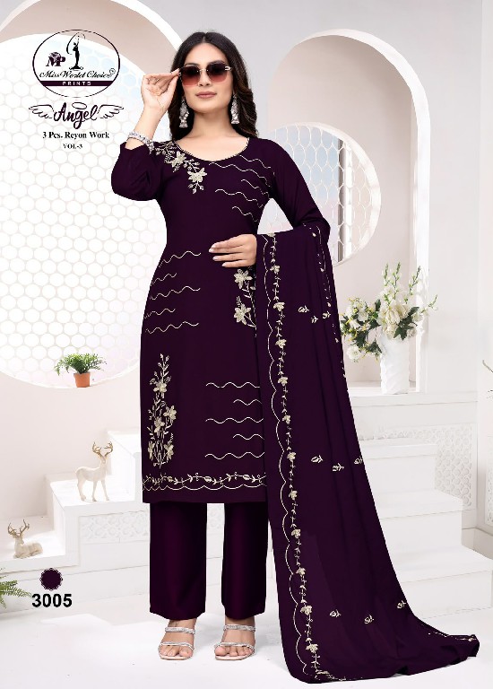 MISS WORLD CHOICE ANGEL VOL 3 WHOLESALE RAYON WITH WORK FANCY DRESS MATERIAL FOR EXPORT