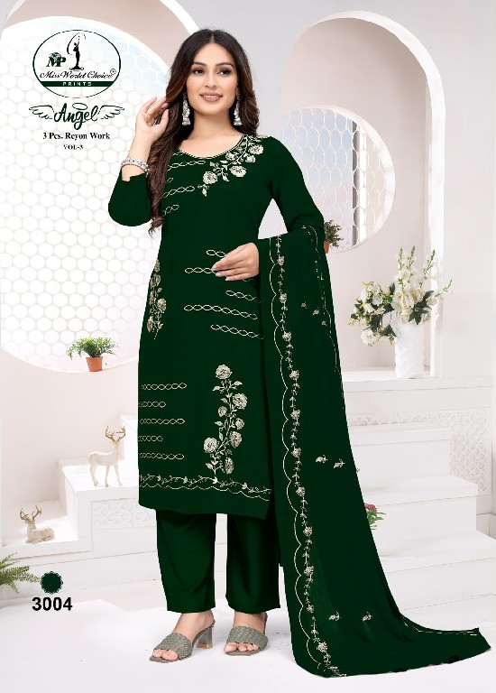 MISS WORLD CHOICE ANGEL VOL 3 WHOLESALE RAYON WITH WORK FANCY DRESS MATERIAL FOR EXPORT