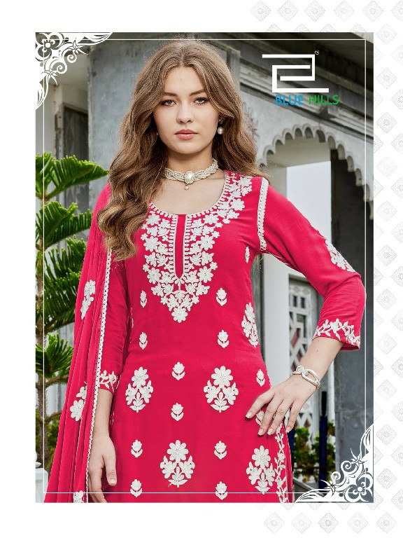 BLUE HILLS ASHIYA WHOLESALE READYMADE RAYON WITH WORK BEAUTIFUL 3 PCS COMBO SET SUITS EXPORTER