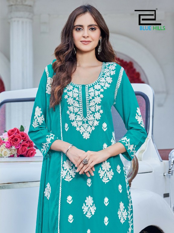 BLUE HILLS ASHIYA WHOLESALE READYMADE RAYON WITH WORK BEAUTIFUL 3 PCS COMBO SET SUITS EXPORTER