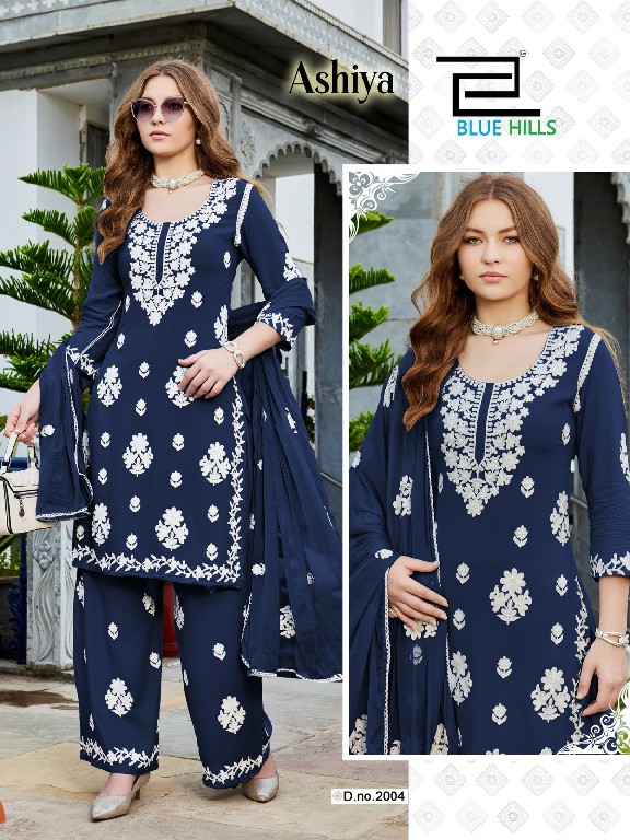 BLUE HILLS ASHIYA WHOLESALE READYMADE RAYON WITH WORK BEAUTIFUL 3 PCS COMBO SET SUITS EXPORTER