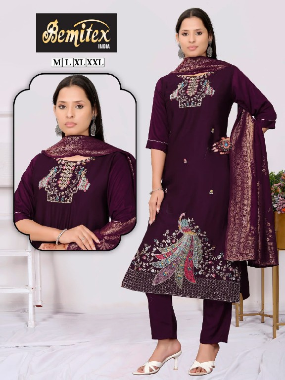 BEMITEX PRESENT READYMADE ROMAN SILK ELEGANT HAND WORK 3 PCS COMBO SET SUITS EXPORTER