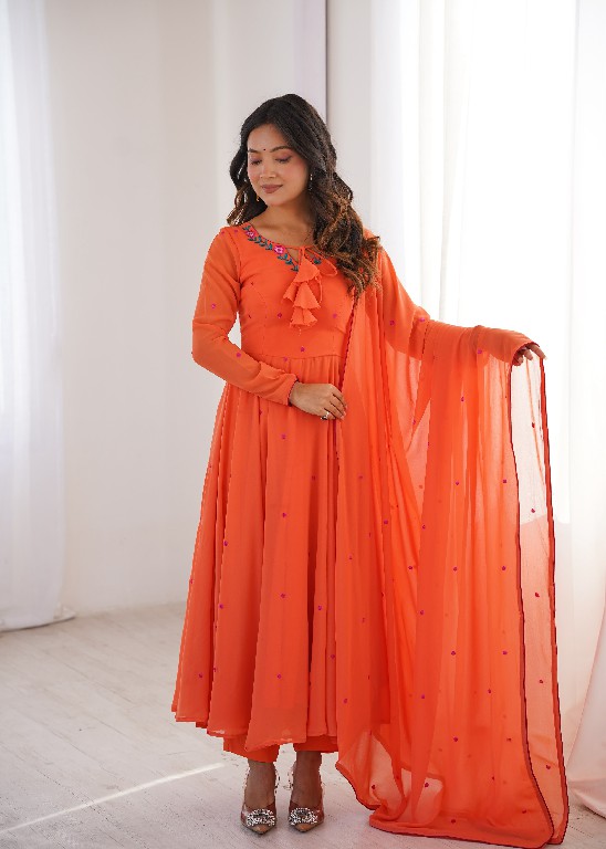 SP SERIES D.NO SP-82 WHOLESALE READYMADE FAUX GEORGETTE FESTIVE WEAR 3 PCS SUITS FOR EXPORT